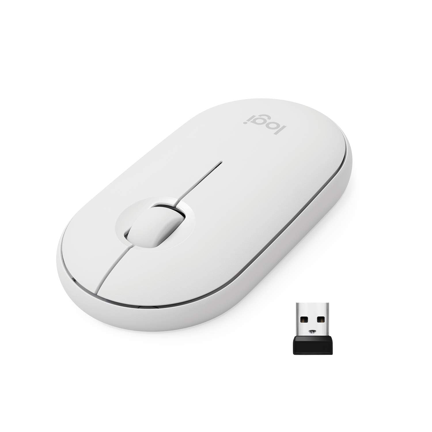 Logitech Pebble M350 Wireless Mouse with Bluetooth or USB(White